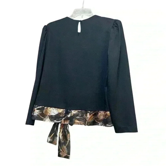 Another Thyme Black & Metallic Lame Rose Pattern Evening Two-Piece set Size 10 - Picture 3 of 8